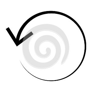 Circular, circle arrow left. Radial arrow icon, symbol. Counterclockwise rotate, twirl, twist concept element. Spin, vortex