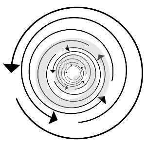 Circular, circle arrow left. Radial arrow icon, symbol. Counterclockwise rotate, twirl, twist concept element. Spin, vortex