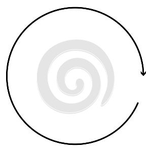 Circular, circle arrow right. Radial arrow icon, symbol. Clockwise rotate, twirl, twist concept element. Spin, vortex pointer.