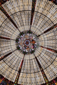 Circular colorful stained glass ceiling