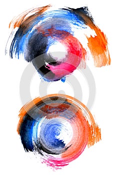 Circular and colorful watercolor shapes