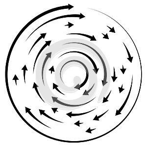 Circular concentric arrows. Cyclic, cycle arrows. Arrow element