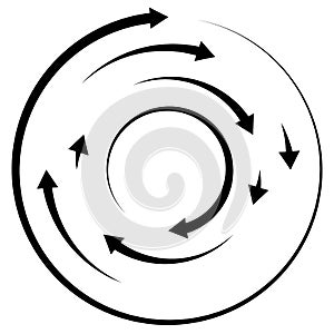 Circular concentric arrows. Cyclic, cycle arrows. Arrow element