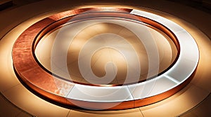 Circular Copper and White Architectural Feature