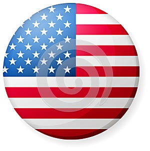 Circular country flag icon illustration / USA, America, stars and stripes.