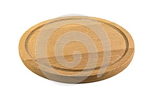 Circular cutting board isolated on white background photo. Beaut