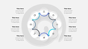 Circular Cycle Diagram with 8 Steps. Modern Gradient Infographic for Business Process, Data Flow, and Analysis Visualization