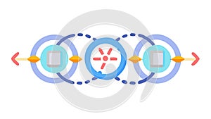 Circular Data Processing. Digital Workflow Automation, vector design Generative AI