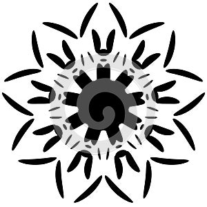 Circular design with distortion effect. Abstract monochrome elem