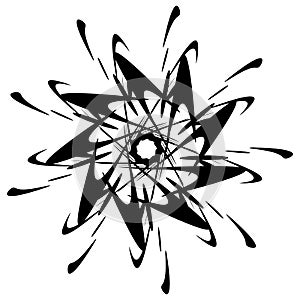 Circular design with distortion effect. Abstract monochrome elem