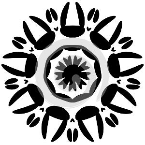 Circular design with distortion effect. Abstract monochrome elem