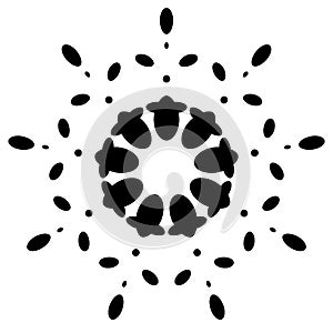 Circular design with distortion effect. Abstract monochrome elem
