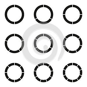 Circular diagram set. Pie chart template. Circle infographics concept with 2,3,4,5,6,7,8,9,10 steps, parts, levels or options.