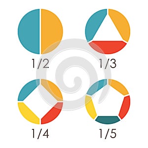 Circular diagram set. Pie chart template. Circle infographics concept with 2 3 4 5 steps  parts  levels or options.