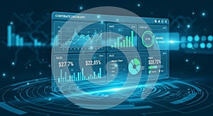 Circular digital platform emphasizing a high tech environment and