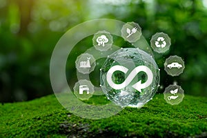 Circular economy concept.The concept of eternity, endless and unlimited, circular economy for future growth of business and