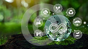 Circular economy concept.The concept of eternity, endless and unlimited, circular economy for future growth of business and