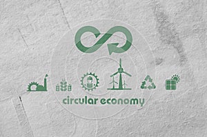 circular economy icons on white background