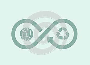 Circular economy - sustainable, eco-friendly solutions. Reusable resources, recycling, and environmental protection. Circular