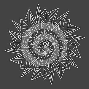 Circular element for coloring book. Different shapes in the form of a mosaic. Mandala. Vector hand drawn, line art