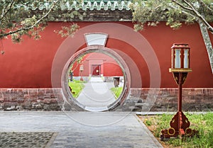 Circular entrance at the Palace of Abstinence, Temple of Heaven, Beijing, China photo