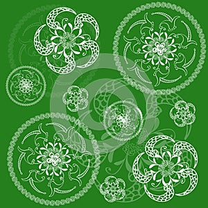 Circular floral green background