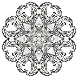 Circular floral ornament template for tattoo, cards or else