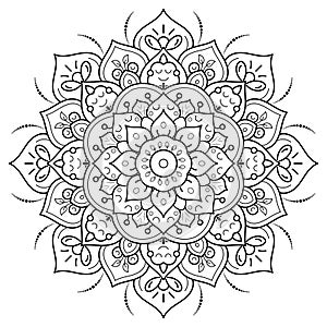Circular Flower Mandala with cute cartoon floral style, Vector mandala pattern for kid, Hand drawn style. Unique design with petal