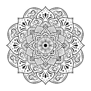 Circular Flower Mandala with vintage floral style, Vector mandala Oriental pattern, Hand drawn decorative element. Unique design