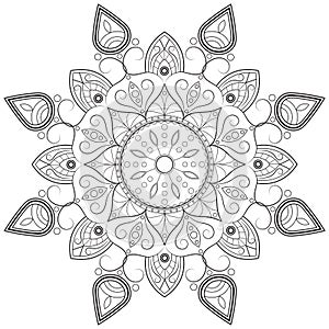 Circular in the form of a mandala for henna, mehndi, tattoos, decorations. Decorative ornament in ethnic oriental style. Coloring