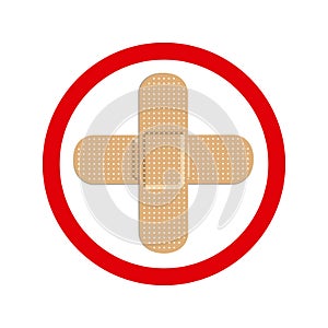 circular frame with band aid in cross form