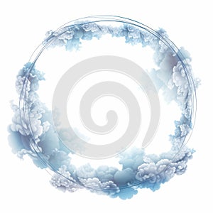 a circular frame made of clouds on a white background