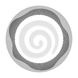 Circular frame. Round shape. Radial black concentric particles. Vector illustration