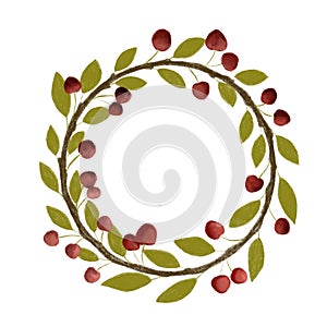 Circular frame with a summer cherry motif