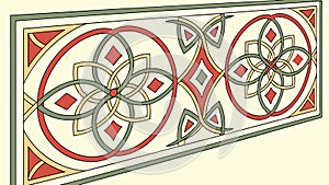 Circular Geometric Botanical Ornament Pattern, vector design Generative AI