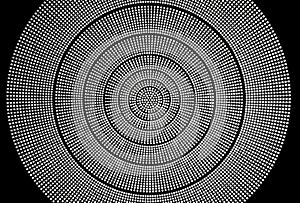 Circular geometric drawing that creates optical effects