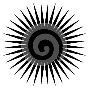 Kruhový prvok z radiálne lúče vedenie. abstraktné čiernobiely ilustrácie. kruh motív kruh 