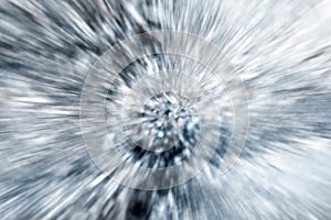 Circular geometric light silver gray white background. Abstract explosion effect. Centric motion pattern. Warp drive