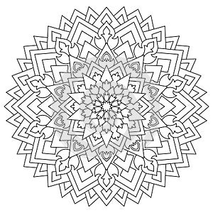 Circular geometric ornament. Round outline Mandala for coloring page