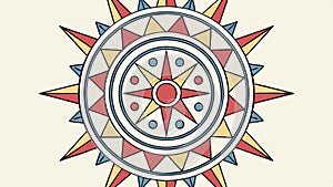 Circular geometric pattern with central starburst design vector design Generative AI