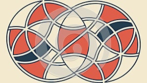Circular geometric pattern with red and blue segments vector design Generative AI