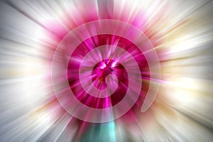 Circular geometric pink white background. Abstract colorful explosion effect. Centric motion pattern. Color burst