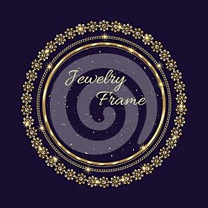 Circular golden frame with golden elements