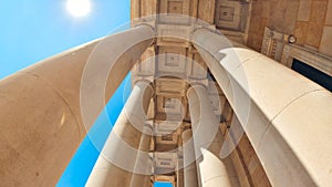 Circular granite stone columns in medieval buildings
