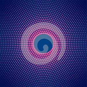Abstract Circular Pink Halftone Dots Pattern in Dark Blue Background photo