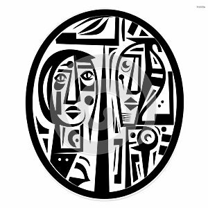 Abstract Phoenician-inspired Circle With Dual Faces photo