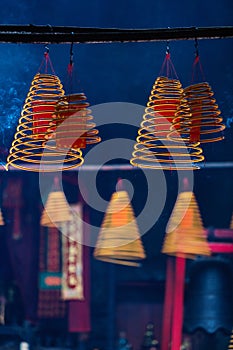 Circular incenses in Chinese temple