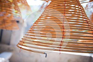 Circular incenses coils burning at the Chinese Temple