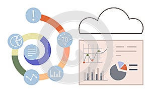 Data Analysis Visualization with Charts, Infographics, and Cloud Storage Concept