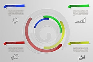 Circular infographics with outline icons. Rounded infographic